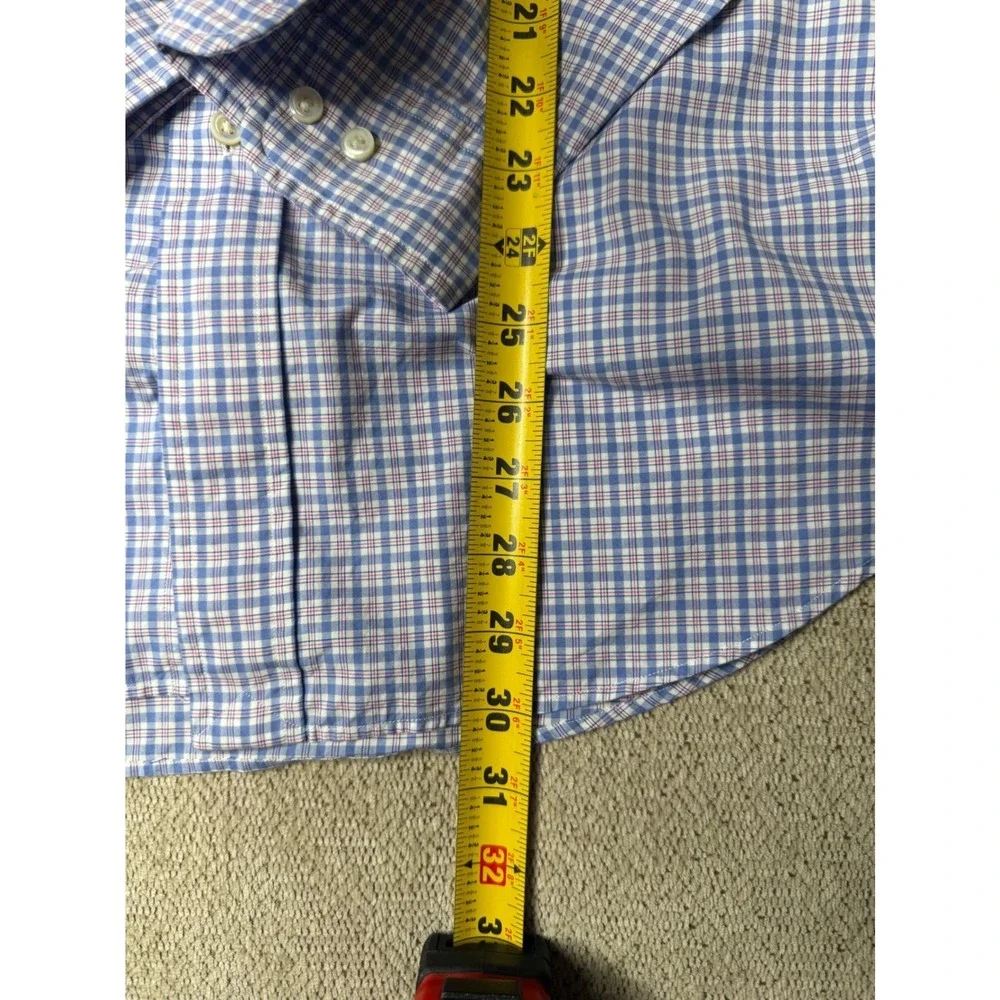 Ralph Lauren Mens Blue Plaid Classic Fit Long Sleeve Button Down‎ Shirt
